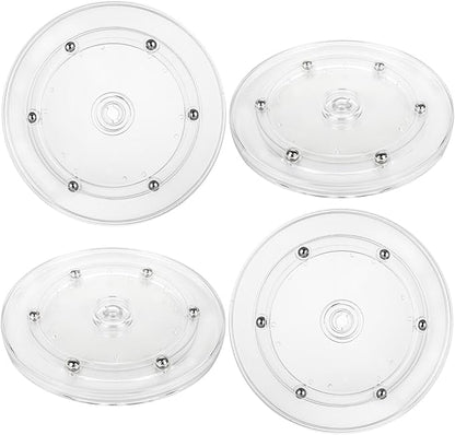 4PCS 6 inch Small Lazy Susan Turntable Clear Acrylic Lazy Susan Mini Acrylic Ball Bearing Rotating Tray for Spice Rack Table Cake Kitchen Pantry Decorating