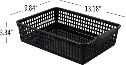 A4 Plastic Storage Basket Tray, Classroom Paper Baskets, 6 Packs