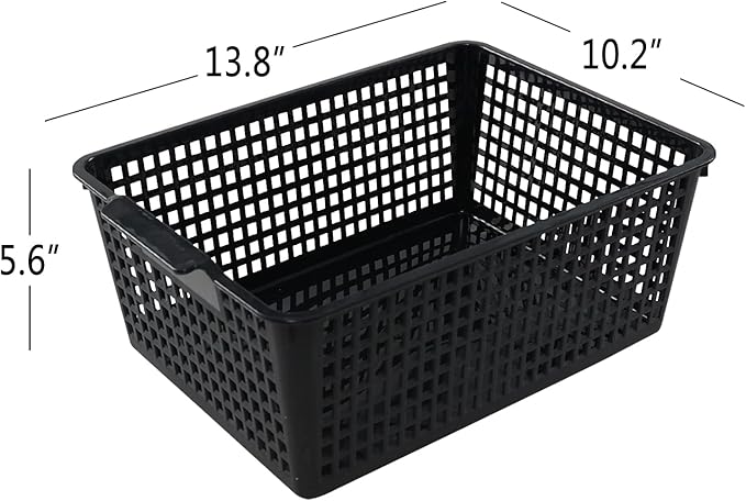 3 Packs Large Organizer Baskets Bins, Plastic Storage Basket (Black)