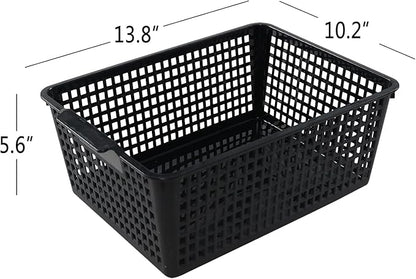 3 Packs Large Organizer Baskets Bins, Plastic Storage Basket (Black)