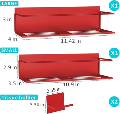 Magnetic Spice Rack For Refrigerator, Space Saving Magnetic Shelf For Fridge Red 2 Pack With Magnetic Paper Towel Holder