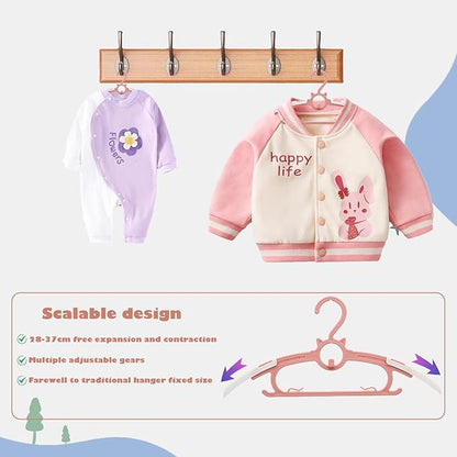 Baby Hangers,20pack White Kids Clothes Hanger, 11-14" Adjustable Infant Hanger, Non-Slip and Children Outfit Bear Hanger for Girl Boy Toddler Kids Child.