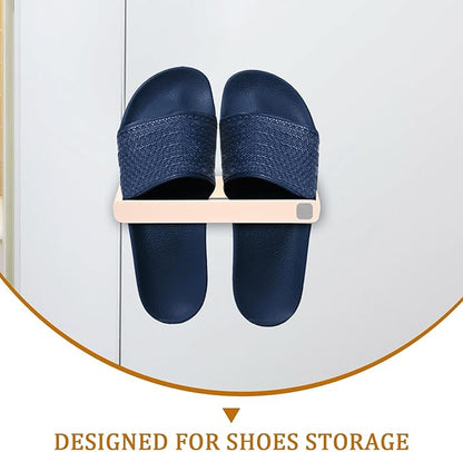 Garneck 4pcs Wall Mounted Slipper Storage Rack Punch-free Shoe Holder Organizer Multi-use Hanging Shoe Rack for Bathroom and Closet, Space-saving Slippers Holder Set