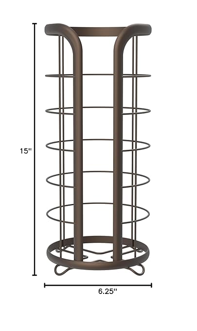 BROOKSTONE Toilet Paper Holder Stand Reserve - Free Standing Toilet Paper Stand with Storage that Holds Mega Rolls, Standing Bathroom Tissue Organizer, Bathroom Decor - Modern Storage Holder, Bronze