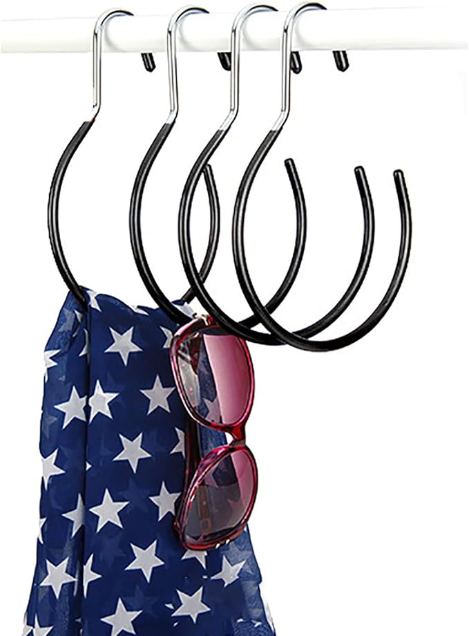 Cedilis 15 Pack Scarf Ring Hangers, Non-Snag Belt Hanger for Closet, Non-Slip Closet Organizer Accessory Holders for Ties Scarves Belts Tank Tops Pashminas, Black