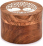 EDHAS Acacia Wood Salt Cellar Box Elegant Kitchen Salt Container Holder with Swivel Lid to Storage Pepper Spice (3.5" x 3.5" x 2.5")