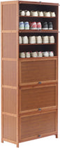LYNICESHOP 10 Tier Shoe Storage Cabinet, Bamboo Shoe Rack Cabinet Organizer Wooden Shelf Stand Storage Book Shelf Freestanding Shoes Heels Sneakers Shelf Rack Storage Book Shelf Organizer