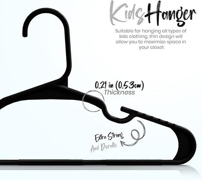 Utopia Home 60 Pack Kids Hangers - 11.5 Inch Plastic Baby Hangers for Closet - Childrens Hanger for Clothes & Infant Hanger for Closet - for Everyday Standard Use (Black)