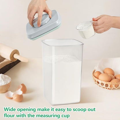 TBMAXS Airtight Flour Rice Storage Container with Pop-up Lid - 4.2 Qt Crystal-Clear Plastic Spaghetti Container, Tall and Slim Food Storage Bin Fit for Kitchen Pantry Organization