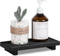 Bathroom Tray Farmhouse Decor Pedestal Stand Wood Riser Display Kitchen Accessories Soap Holder for Sink, Counter, Vanity,10 * 4.5 Black