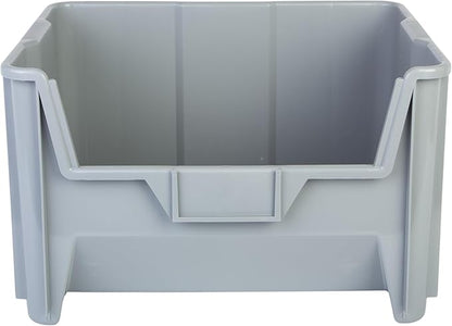 Hudson Exchange 20" x 15" x 12.5" (3 Pack) Plastic Giant Stackable Hopper Bin Container, Gray