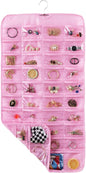 Bloss Valentines Day Gifts,Pink Hanging Jewelry Organizer with 80 Pockets Jewelry Organizers and Storage, Earring Organizer Holder For Jewelry Earring Storage Dating Gifts