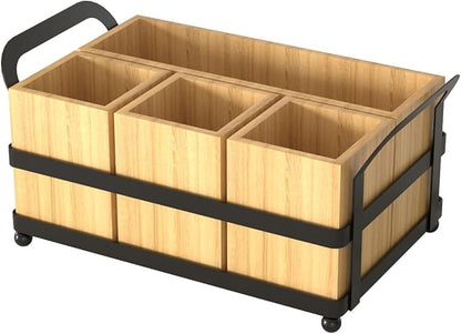 Silverware Caddy Wood Utensil Organizer Holder For Spoons Forks Plates Napkins Silverware Utensil Caddy Cutlery Flatware Box for Paper Plate Dispenser