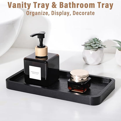 Wooden Bathroom Vanity Tray, 9.9" Small Bathroom Tray for Home Décor, Countertop Display, Jewelry Organizer, Candle Holder, Wooden Tray for Kitchen Counter，One-piece Red Oak Wood Cutting (9.9" x 5")