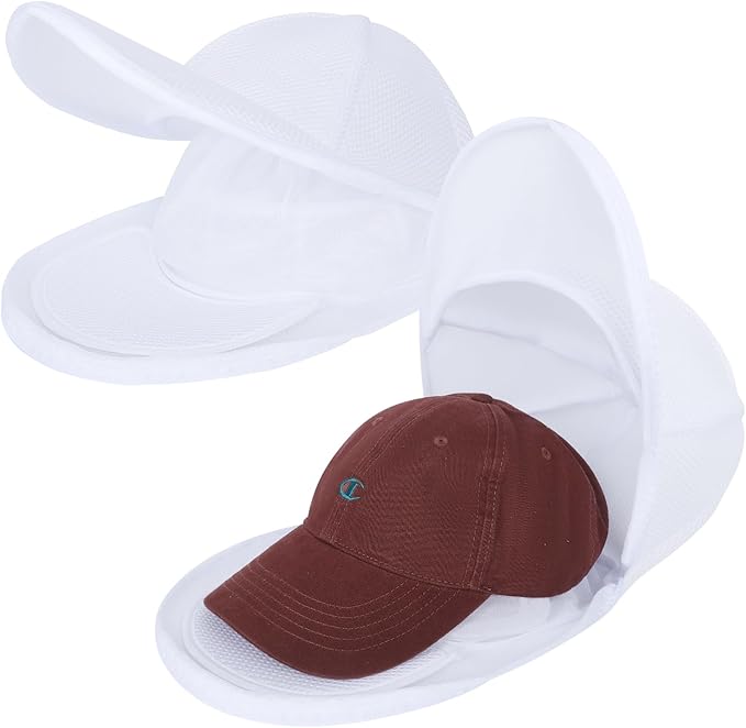 Upgraded Hat Washer Cage with Protective Mesh Bag, Durable Hats Cleaner for Caps, Hat Cleaner for Baseball Caps - Reusable, Fixed Holder, Prevents Deformation, Fits Most Hats, Pure White 2P