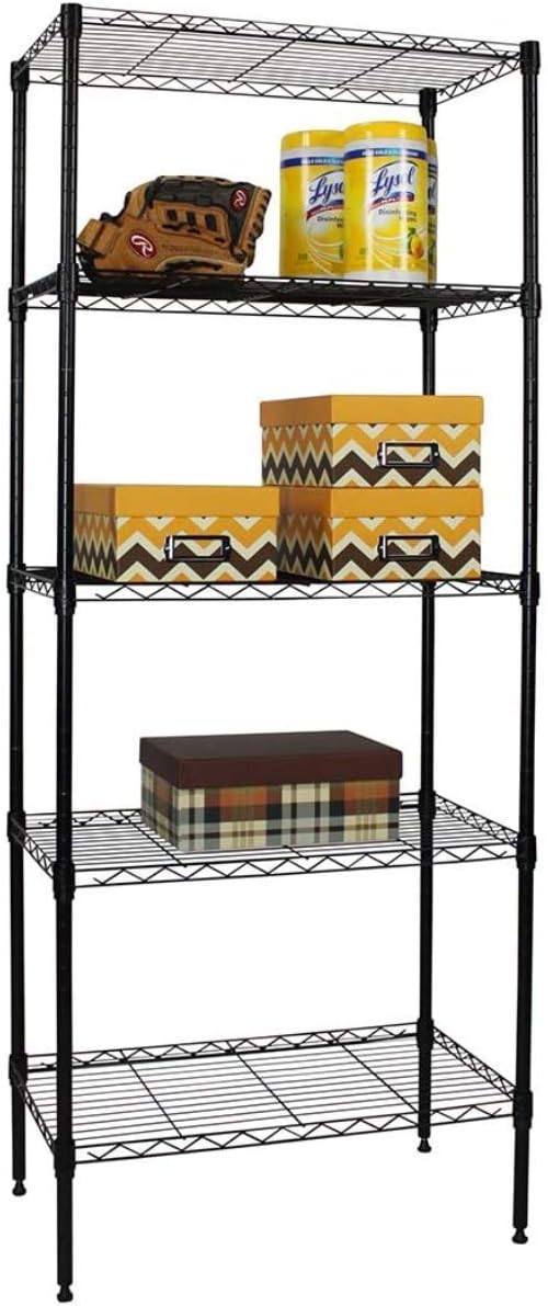 Storage Metal Utility Shelves, 5-Tier 24" Steel Garage Storage Wire Shelving Unit,750Lbs Rust-Proof Storage Racks w/Leveling Feet, NSF Certification Shelf for Kitchen Office Garage