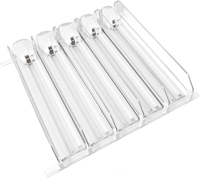 Pilipane 5pcs Self Pushing Soda Can Dispenser Drink Organizer for Fridge Automatic Beverage Pusher Glide System Adjustable Dividers for Beer Pop Cans Water Bottles Pantry Garage Coolers (White)