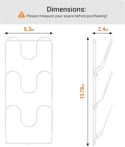 2 Pack Pot Lid Organizer Rack for Cabinet Door/Wall, 6-Tier Pot Lid Holders inside Cabinet Door, No Drilling Adhesive Wall/Door Mounted Rustproof Pots and Pans Lid Organizers for Kitchen Storage White