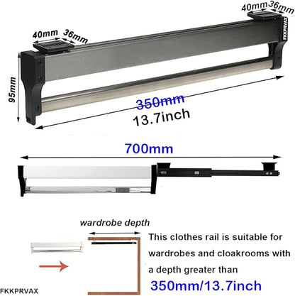 Closet Clothes Hanger Rail,Pull-Out Closet Rod 30-60cm,Wardrobe Clothing Rail,Closet Organizer Rack for Pants and Coat (350MM/13.7INCH)