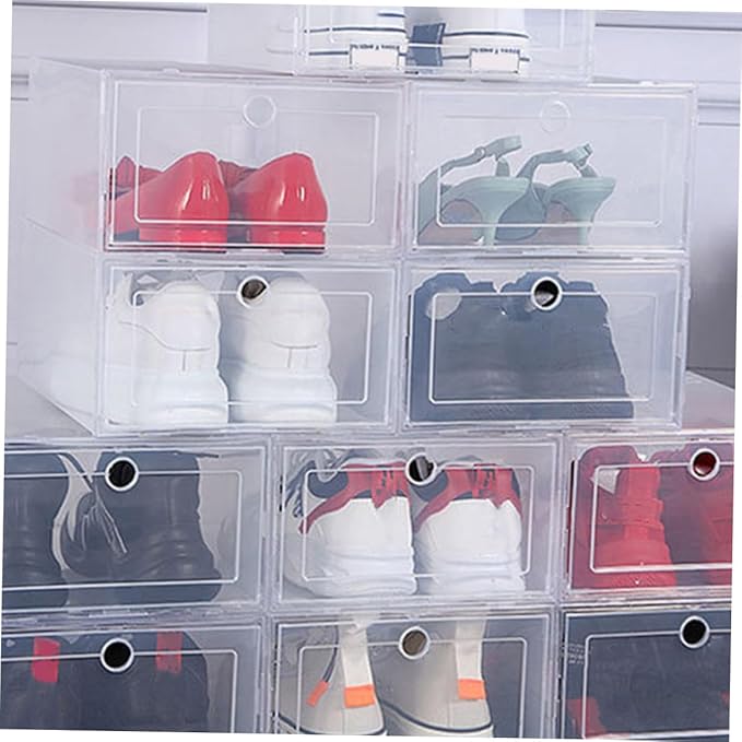 4pcs Shoe Storage Boxes Sturdy Pp Drawer Type Organizers for Home Stackable Design for Easy Access for Shoes Boots and Sneakers