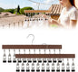 Closet Organizer with 10 Clips, Space Saving Hanging Closet Organizer, Space-Saving Hat Scarf Clothespins for Jeans Skirts Socks Pant Hangers with Clips (2, Dark-10 Clamps)