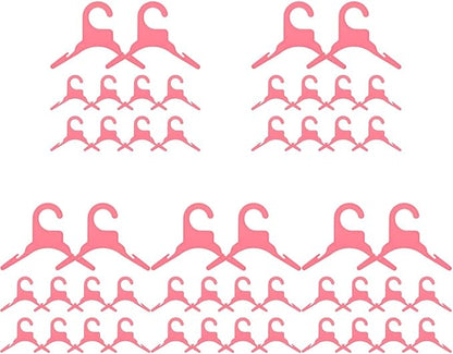 POPETPOP 50 Pcs Dog Clothes Hangers, Cute Pink Dog Drying Coat, Plastic Pet Apparel Hangers, Puppy Drying Racks for Dolls Cats Small Animals (Pink)