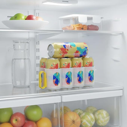 Stacking Can Dispenser for Refrigerator, Slim Vertical Soda Organizer Rack to Maximize Shelf Space, Durable PP Plastic Storage Holder for Pantry & Kitchen