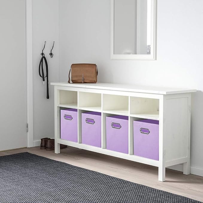 ShellKingdom Storage Bins, Foldable Fabric Storage Cubes And Cloth Storage Organizer Drawer with Metal Handle For Closet And Toys Storage, 11 X 10.5 X 10.5 INCH, 6 Pack (Lavender)