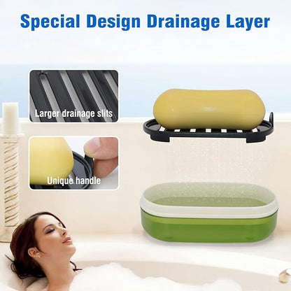 AIMAIAIMAI Soap Holder - Portable Travel Soap Case with Draining Layer - Perfect for Bathroom, Gym, Camping, Traveling (Green)