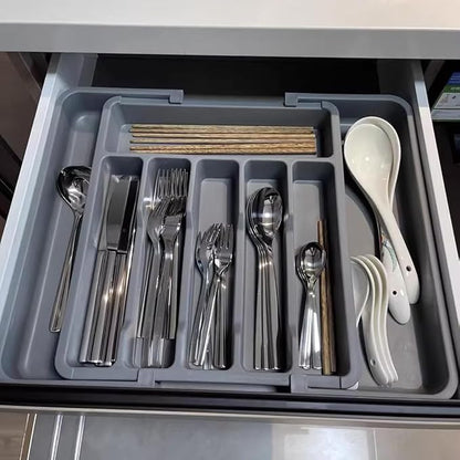 ZWANG Silverware Drawer Organizer - Expandable Kitchen Drawer Organizer,13 to 22.4 Inch Adjustable Kitchen Utensil Tray, Flatware Tableware Tray for Spoon Spatula Forks