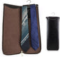 CONTACTS Tie Travel Case with Hanger Full Grain Leather Neckties Organizer with Hook & Jewelry Pocket Tie Storage Bag for 2 Ties by Handmade