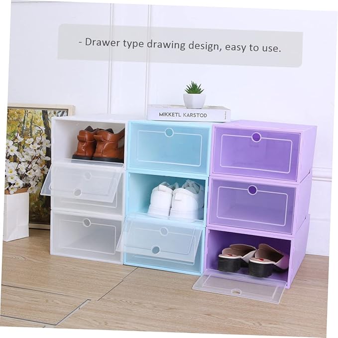 LABRIMP 6pcs Stackable Shoe Storage Boxes Cardboard Organizers Box for Shoes Case Home Office Storage