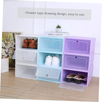 LABRIMP 6pcs Stackable Shoe Storage Boxes Cardboard Organizers Box for Shoes Case Home Office Storage
