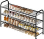 LINZINAR Shoe Rack Long 3 Tier Metal Shoe Organizer Metal Wide Shoe Shelf for Closet Entryway Bedroom Large Capacity Black