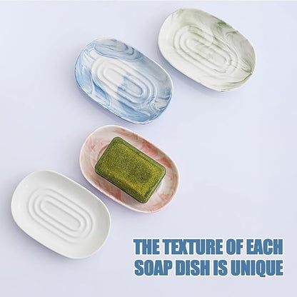 OTHIX Ceramic White Soap Dish for Shower & Bathroom Sink, Decorative Bar Soap Holder for Kitchen, Cute Soap Dishes Tray for Sponges, Jewelry (White)