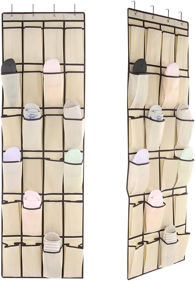 24 Pockets Hanging Shoe Organizer, Over The Door Shoe Organizer Hanging Shoes Storage Bag Door Shoe Rack Organizer for Men Women
