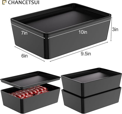 CHANCETSUI Storage Bins with Lids Plastic Containers: Multipurpose Stackable Storage Container Bins with Lid for Home and Office Organization, Small Storage Bin, 2 Pcs 7x10 Black
