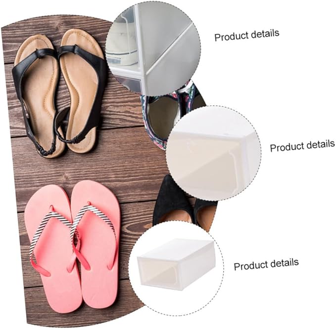 Large Capacity Shoe Storage Box Set, 6pcs Thickened Plastic Drawer-type Shoe Organizer with Flip Lid, Stackable Storage Case for Closet and Home Use