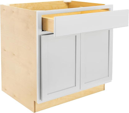 Quicklock RTA (Ready-to-Assemble) | Base Kitchen Cabinets - Shaker Style | Made in America (Pure White, 36" Wx34.5 Hx24 D Base)