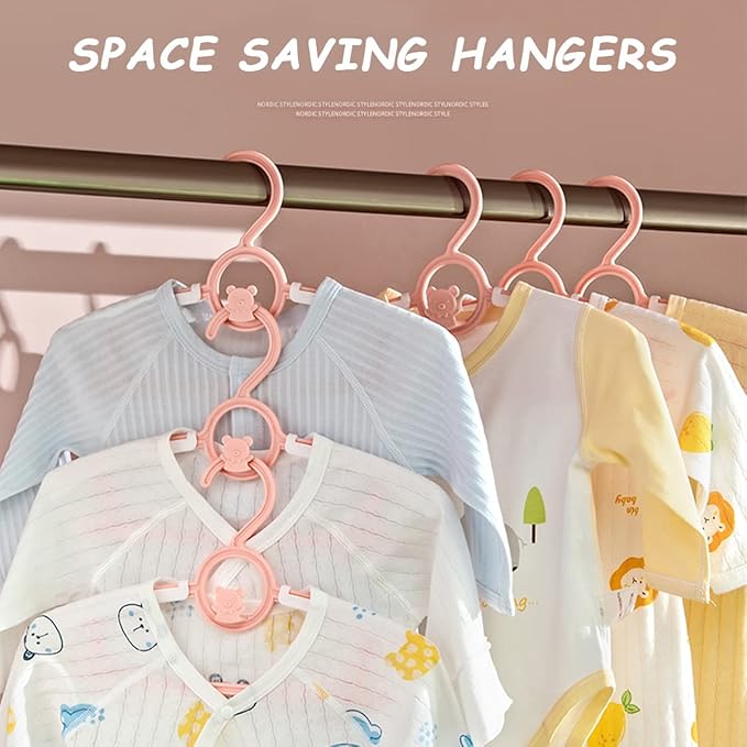 Baby Hangers for Nursery Closet 40 Pack Plastic Kids Clothes Hanger Space Saving Non Slip Extendable Toddler 11-14” Adjustable Hangers Heavy Duty Clothing Infant Hanger Bulk, Pink