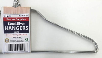 ProCare 6PACK Strong Silver Color Galvanized Metal Wire Shirt Hangers 16 Inch 13 Gauge