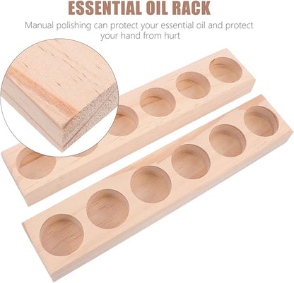EXCEART Essential Oil Display Stand 6 Slots Organizer Rack Wooden Shelf Compact Storage Holder for Essential Oil Bottles Perfume Nail Polish Desktop
