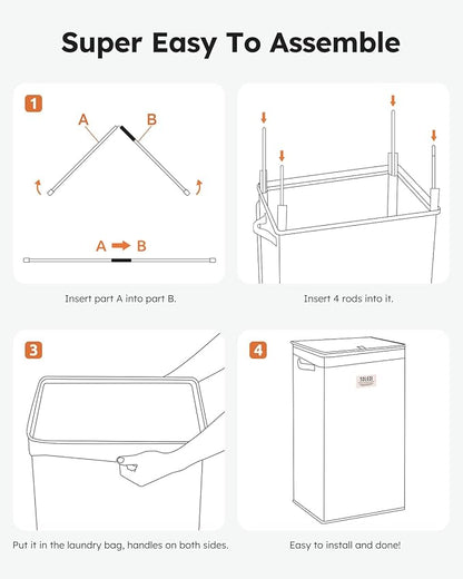 SOLEDI Laundry Hamper with Lid 100L Large & Tall Collapsible Laundry Basket, Clothes Hamper with Bag Removable Easy to Carry, Dirty Hampers for Bedroom, Bathroom, Dorm, College, Pitch Black