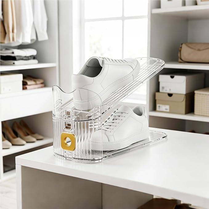 CiBiZi Shoe Slots Organizer Clear 10Pack Adjustable Shoe Stacker for Closet Double Layer Shoe Rack Holder Space Saver Shoe Storage Organizer Zapatero Organizador