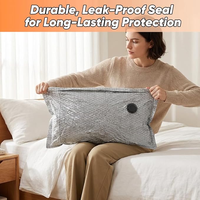 Travel Vacuum Bags with Pump: Vacuum Seal Bags for Clothing with Rechargeable 6000Pa Pump - Space-Saving, Premium Heavy Duty Storage Bags for Clothes, Bedding, Seasonal Items (2 sets, S+M+L)