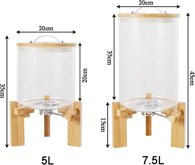 5L/8L Glass Countertop Rice Dispenser, Rice Storage Container with Airtight Lid and Glass Measuring Cup for Kitchen Dining Organization and Pantry Store(Color:7.5L)