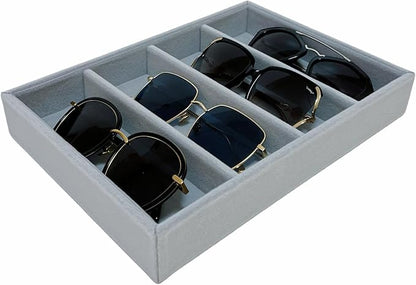 Sunglasses Eyewear Watch Tray Gray Velvet Stackable Organizer Premium Quality Jewelry Storage Multi Function Hallway Orgnization Drawer Divider