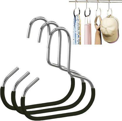Durable Steel Hangers: Maximize Closet Space with Versatile Storage, Non-Slip Stainless Steel Clothes Rack Organizer for Hats, Ties, Scarves, Clothes (3, Black)