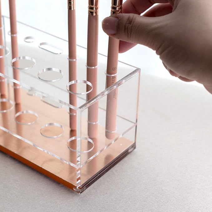 Moosy Life Makeup Brush Holder Organizer, Brush Holder for Vanity, Acrylic Makeup Brush Organizer Countertop Makeup Brush Drying Rack, 12 Slots Acrylic Holder