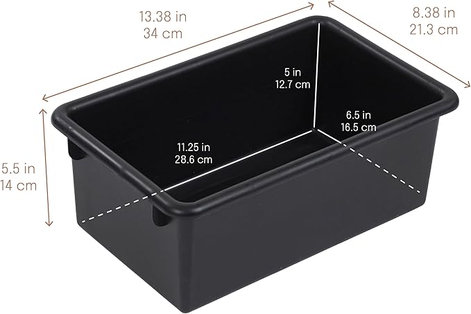 Cubby Storage Bins with Lids, 10-Pack Stackable Plastic Organizer Containers for Pantry, Office, Garage - Nestable with Handles, Black